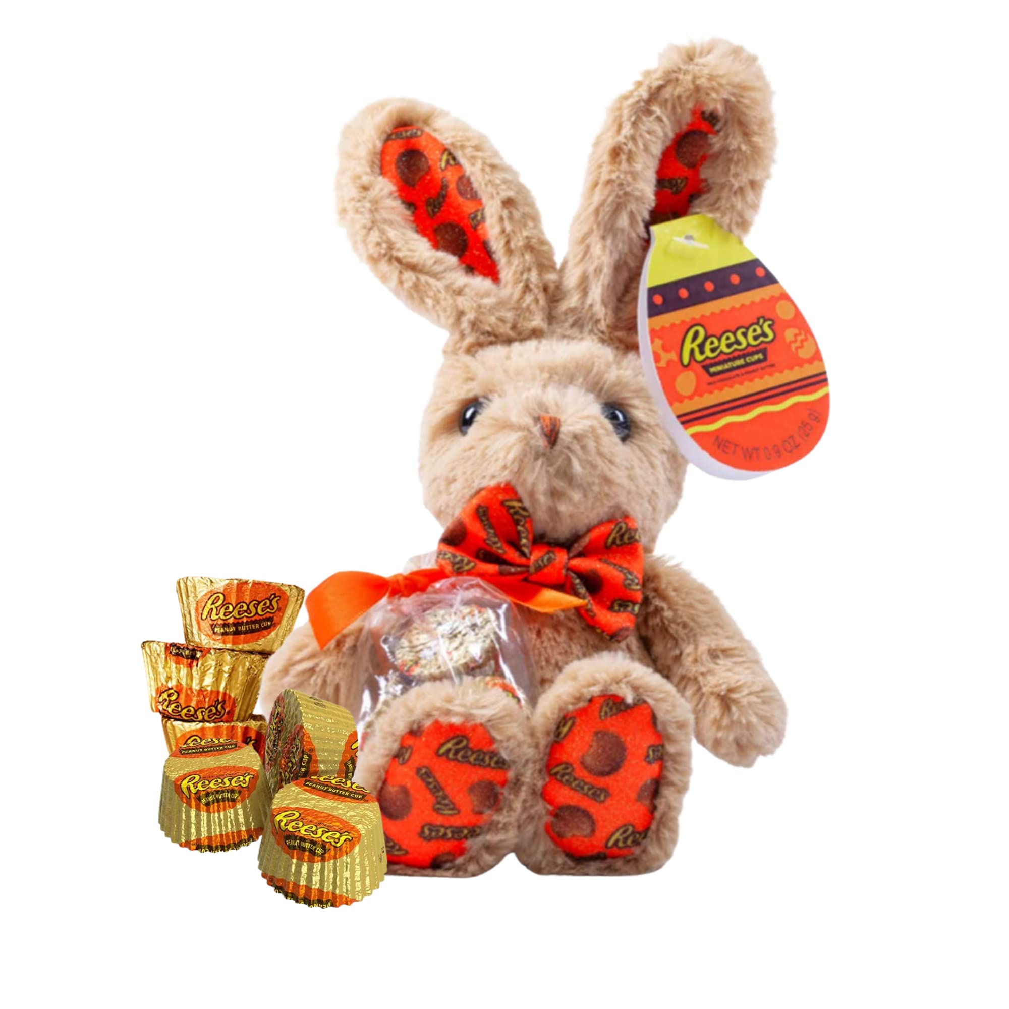 Reese's Easter Gift Set - 10 Inch Soft Plush Bunny & Individually Wrapped Peanut Butter Cups - Perfect for Easter Baskets, Party Favors & Holiday Gifting