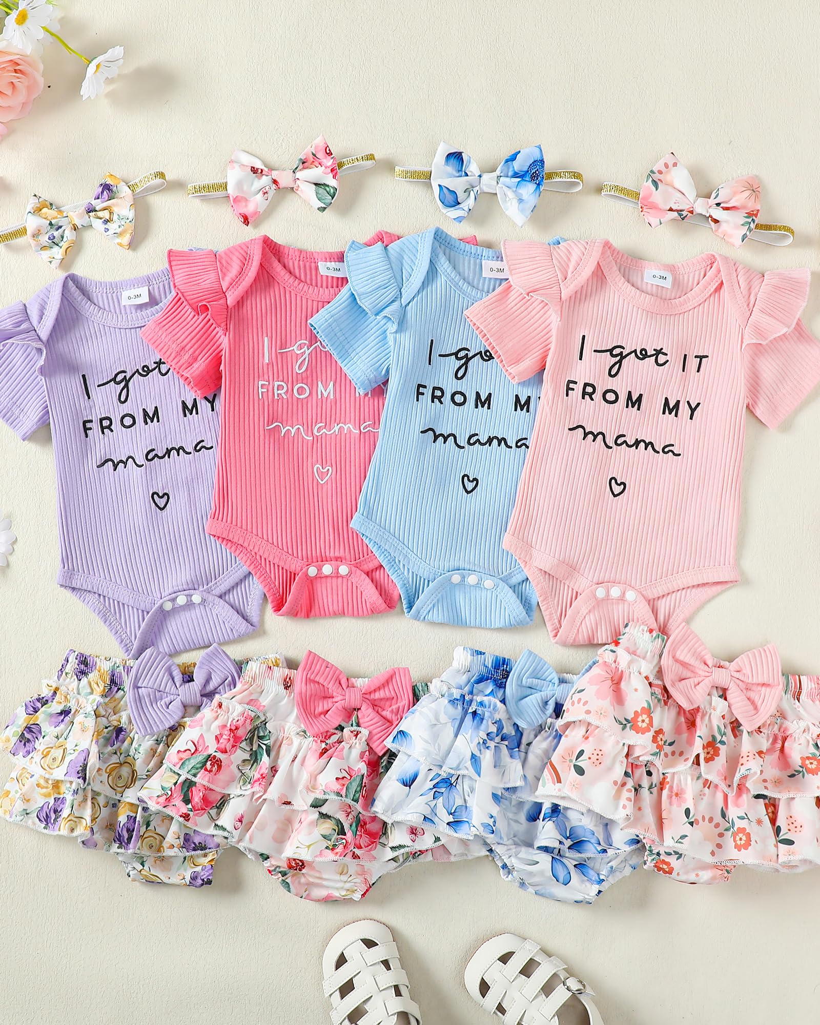 Mioglrie Newborn Baby Girl Clothes - Floral Romper & Shorts Set | Cute Summer Outfits for Infant Girls | Perfect for Playtime, Photo Shoots & Family Outings