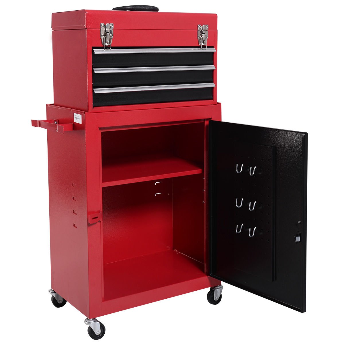 2-Piece Mini Tool Chest & Cabinet Storage Box - Rolling Garage Toolbox Organizer for Tools, Hardware & DIY Supplies - Perfect for Workshop, Garage & Home Organization
