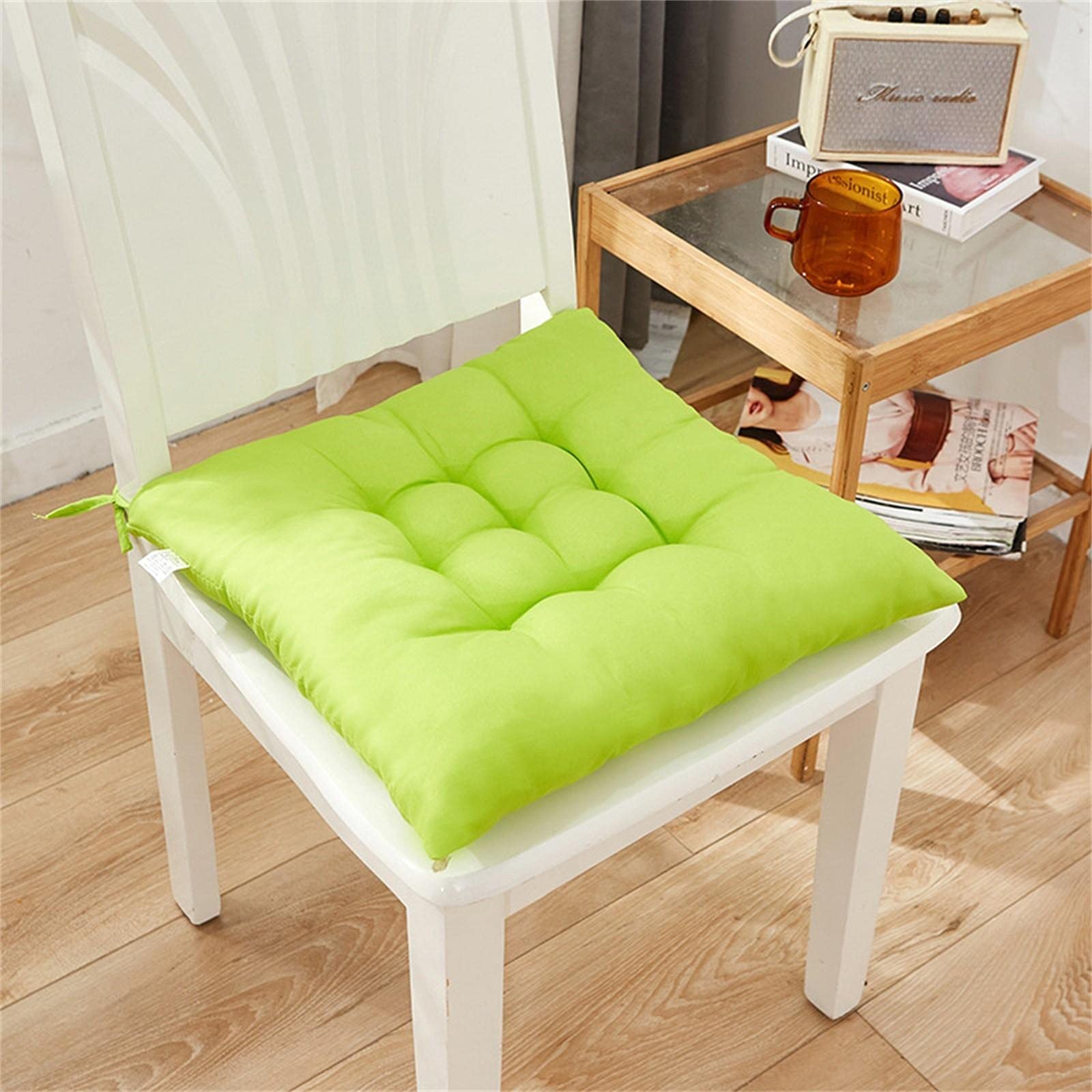 Premium Chair Cushions with Ties - Thick Soft Seat Pads for Dining Chairs | Indoor/Outdoor Use in Home, Office, Kitchen, Patio & Garden | Durable & Comfortable Replacement Cushions (Green) - Perfect for Dining Sets, Outdoor Furniture & Home Decor