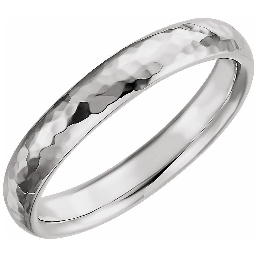 Bonyak Sterling Silver 4mm Half Round Hammered Wedding Band Ring - Size 12.5 - Elegant Hammer Finish Jewelry for Men & Women - Perfect for Anniversaries, Engagements & Everyday Wear