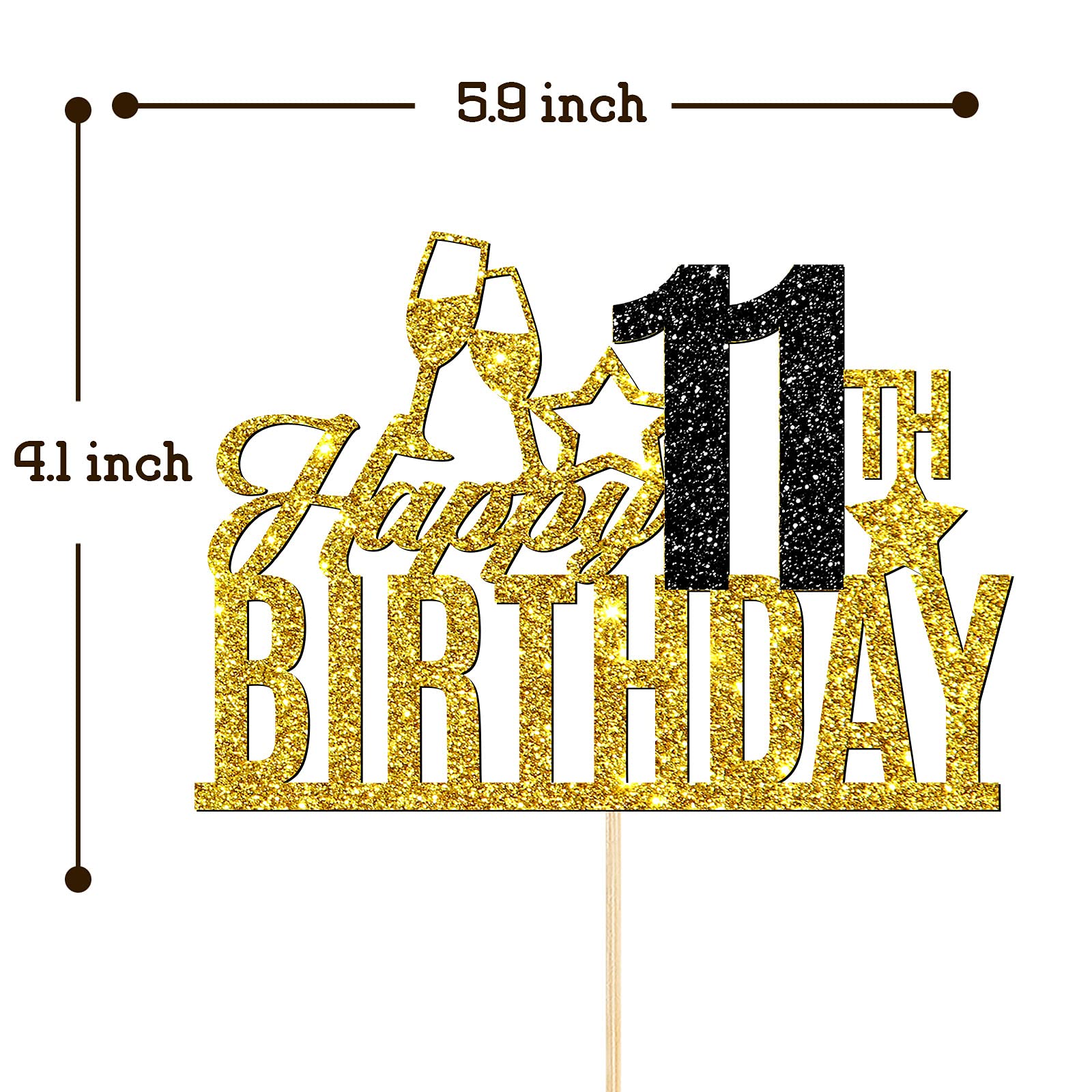 19th Birthday Cake Topper - Gold & Black Nineteen Cake Decoration for 19 Year Old | Cheers to 19 Years Party Supplies | Perfect for Birthday Cakes, Cupcakes & Celebration Desserts