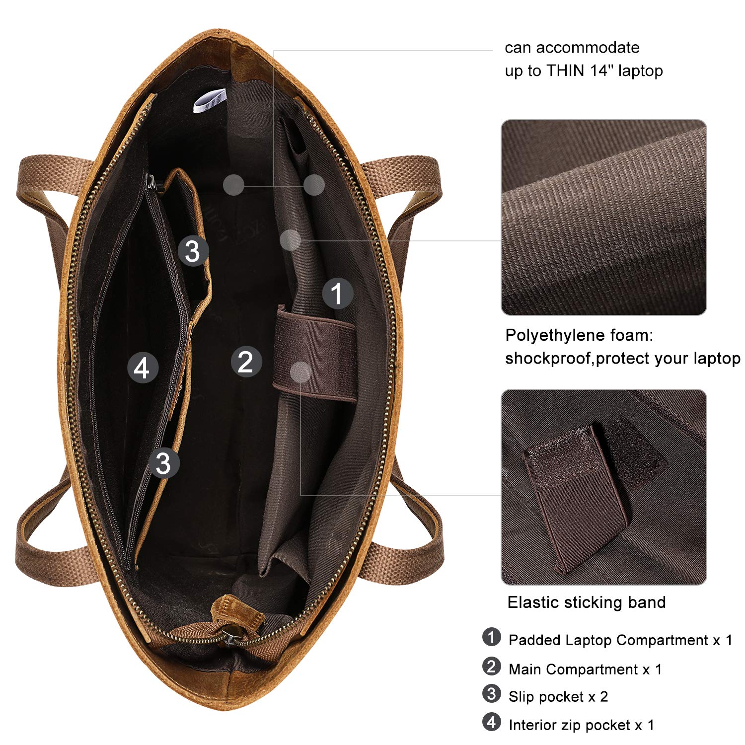 S-ZONE Genuine Leather Tote Bag for Women - Stylish Vertical Shoulder Handbag with Detachable Crossbody Strap | Perfect for Work, Travel & Everyday Use
