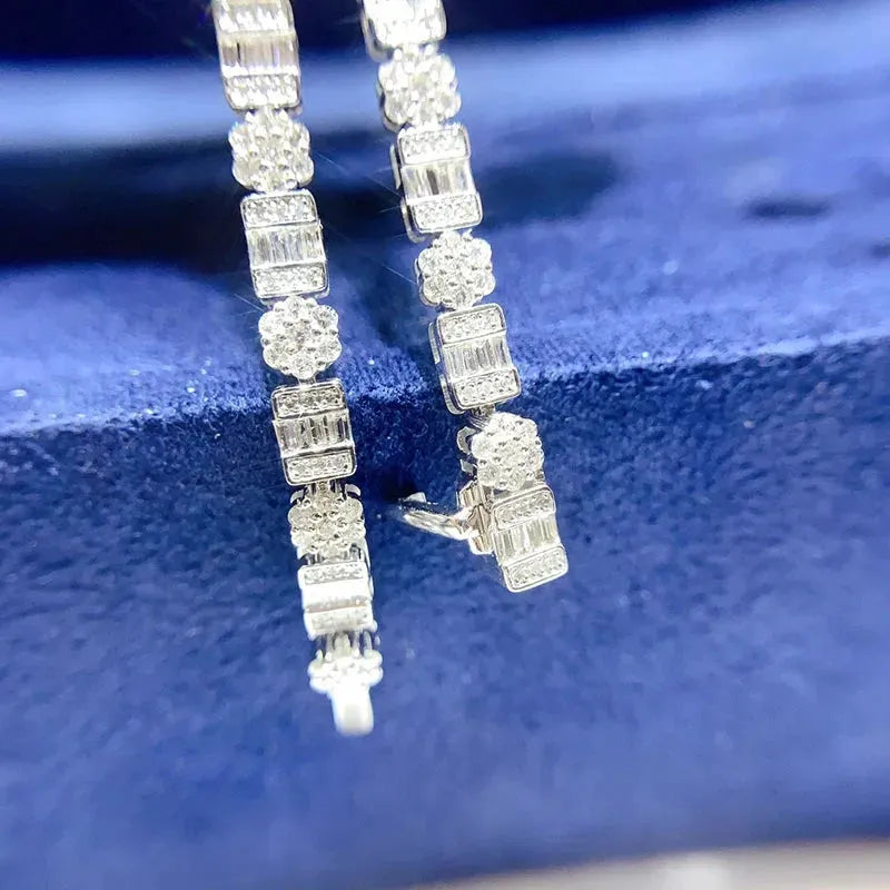 18K White Gold Real Diamond 3.20ct Trapezium Bracelet for Women - Elegant Wedding, Engagement & Party Jewelry Gift | Perfect for Anniversaries, Date Nights & Special Occasions
