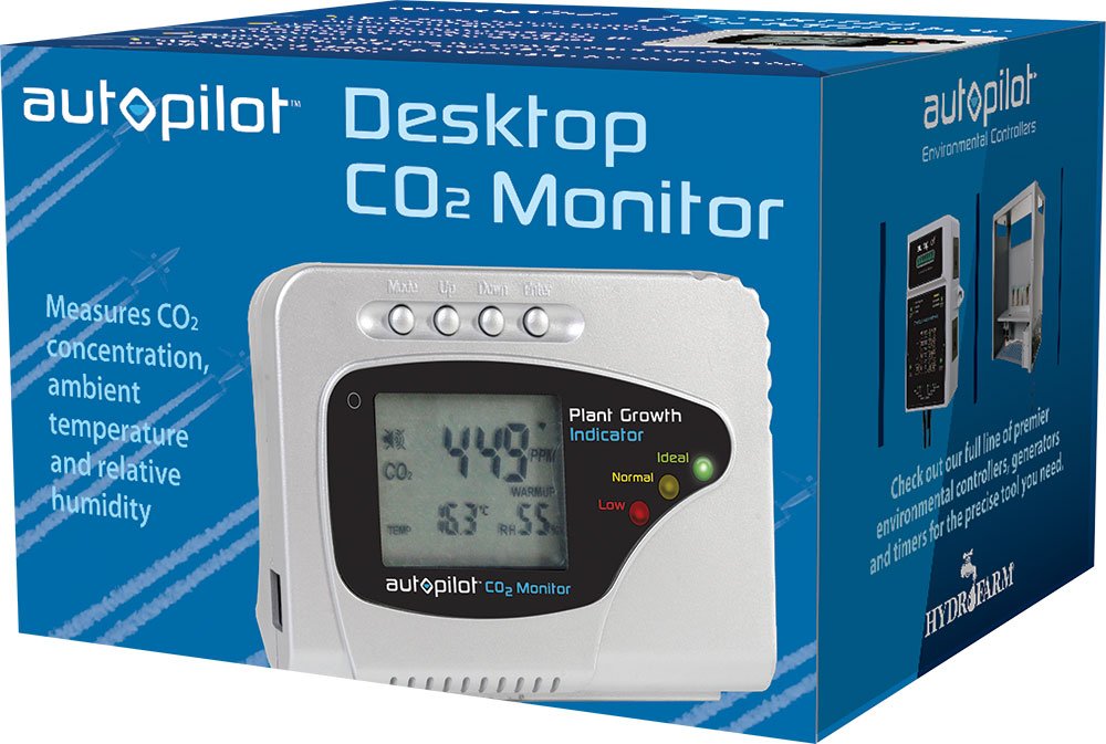 Hydrofarm Autopilot APCEM Desktop CO2 Monitor - Indoor Air Quality Meter for Grow Rooms, Greenhouses & Home Offices | Accurate CO2 Level Detection for Plants & Indoor Spaces