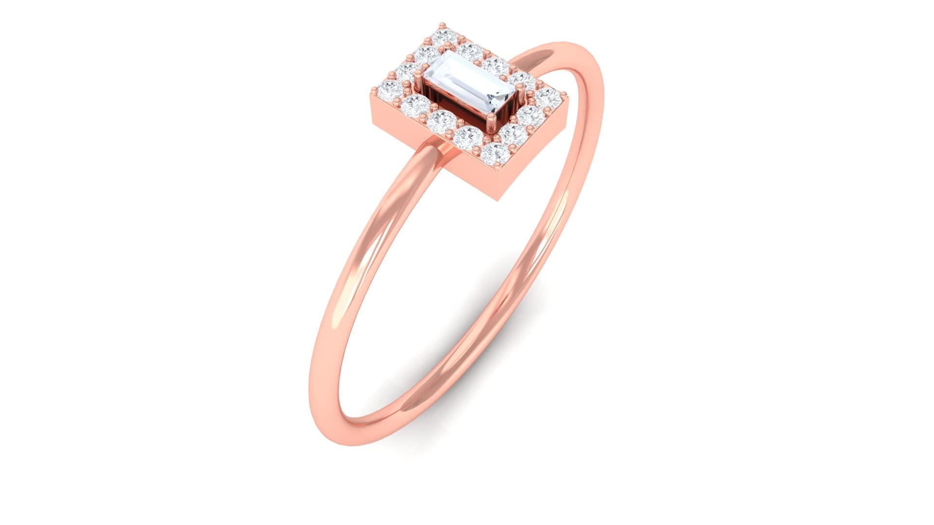 Genuine Moonstone Promise Ring for Women - 14K Solid Gold with Diamond Accent, Elegant Baguette Cut Dainty Moonstone Engagement Ring | Perfect for Anniversaries, Proposals & Special Occasions