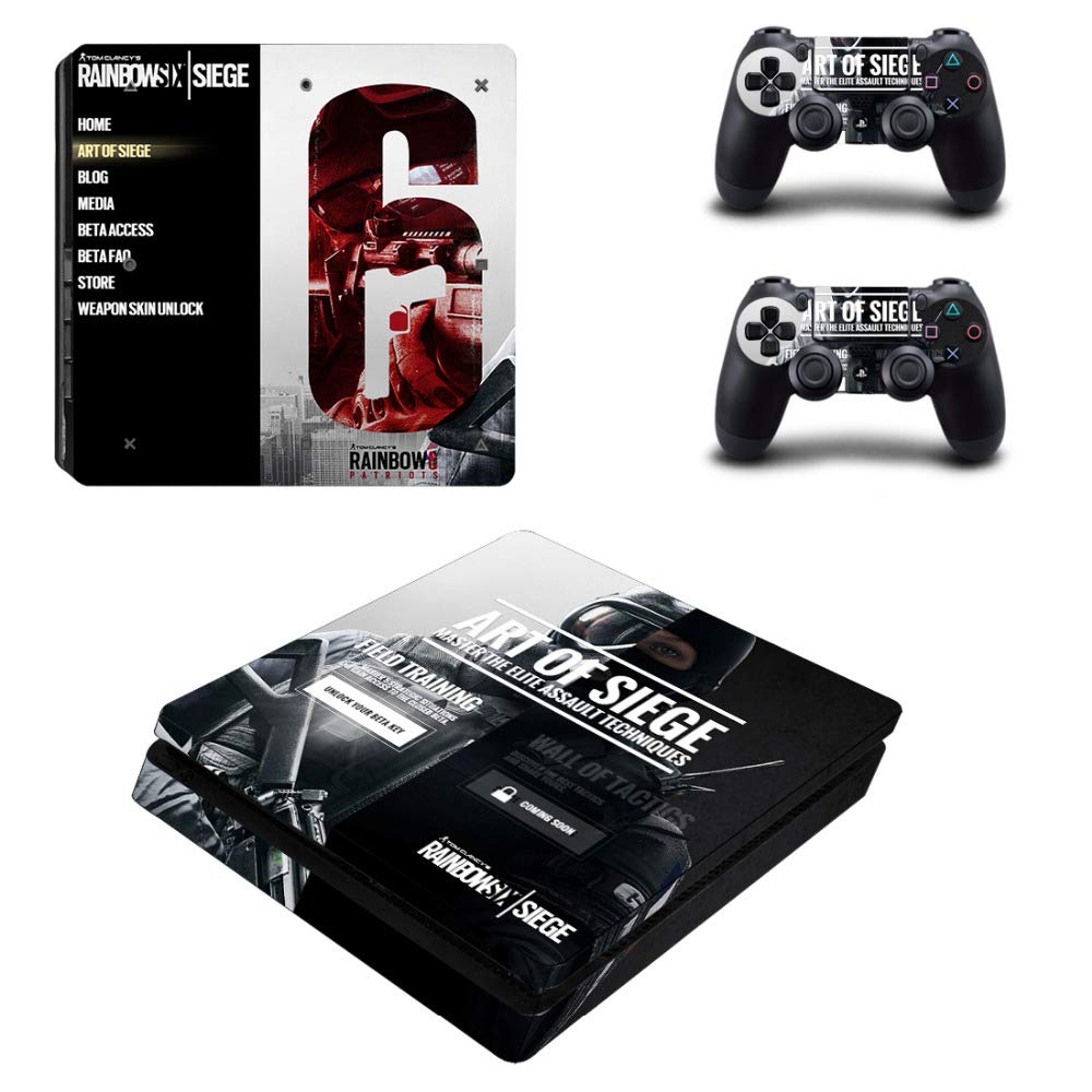 Rainbow Six Siege PS4 Slim Skin Sticker Decal - Custom Vinyl Wrap for PlayStation 4 Slim Console & 2 Controllers - Durable Protective Cover - Perfect for Gaming Enthusiasts & Collectors