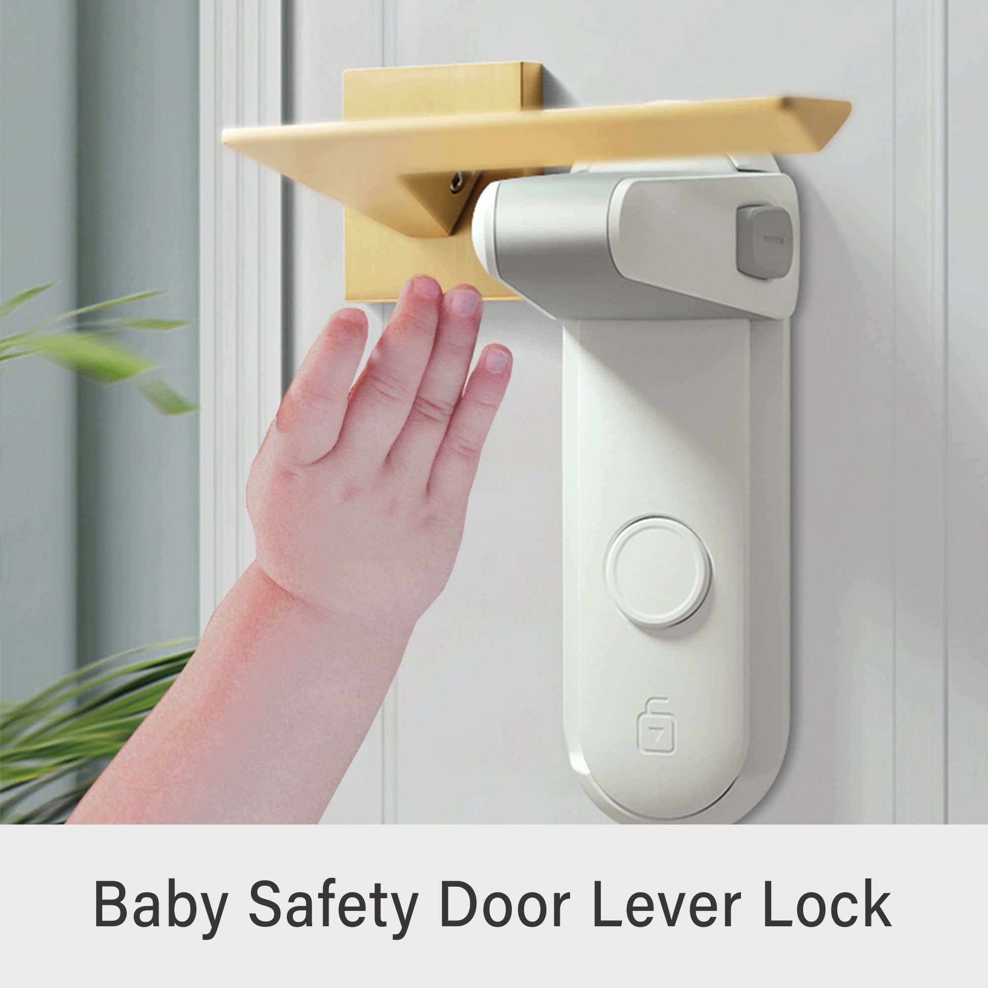 Childproof Door Lever Lock - No Drill Baby Proofing Door Handle Lock with Strong Adhesive (2 Pack, White) - Perfect for Toddler Safety at Home, Nursery & Daycare