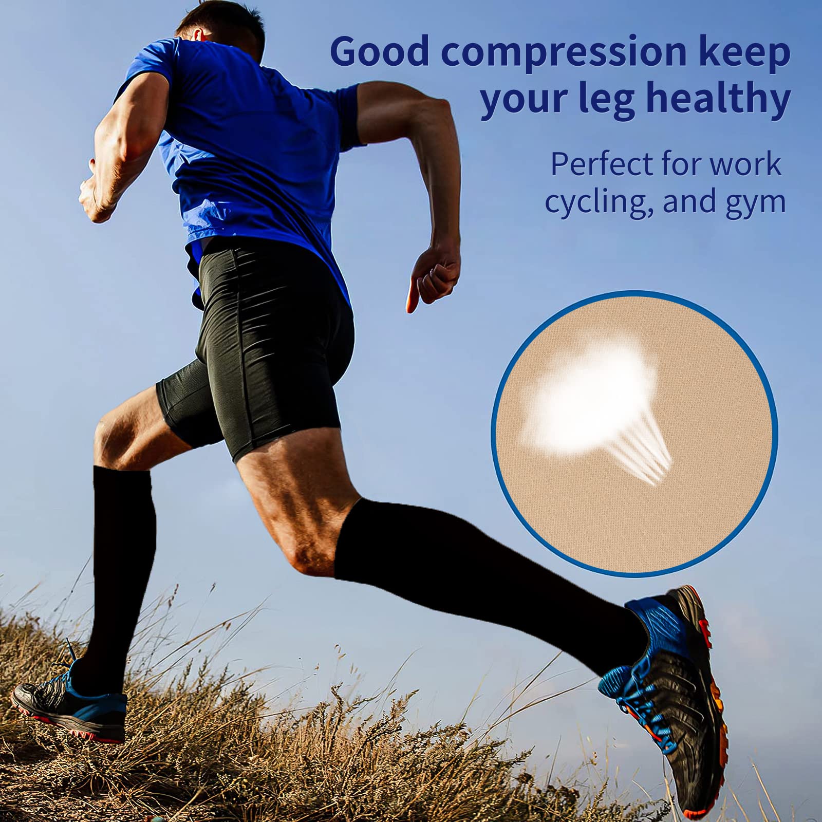 Extra Wide Calf Compression Socks for Women & Men - Plus Size 20-30 mmHg Knee High Support Stockings for Swelling & Pain Relief - Ideal for Travel, Nursing & Varicose Vein Therapy