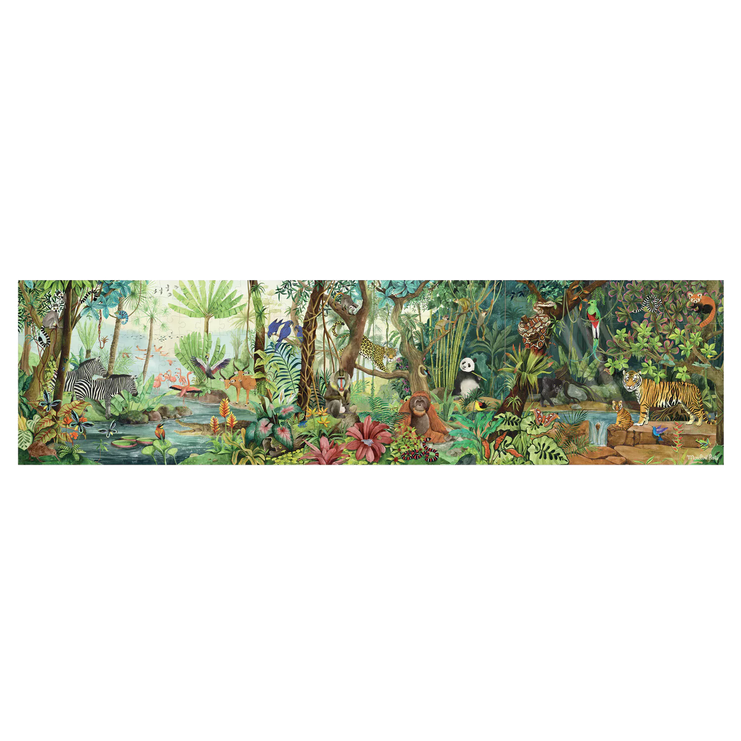 350 Piece Rainforest Panoramic Puzzle - Stunning Jungle Scenery for Adults & Kids - Perfect for Family Game Night & Relaxation
