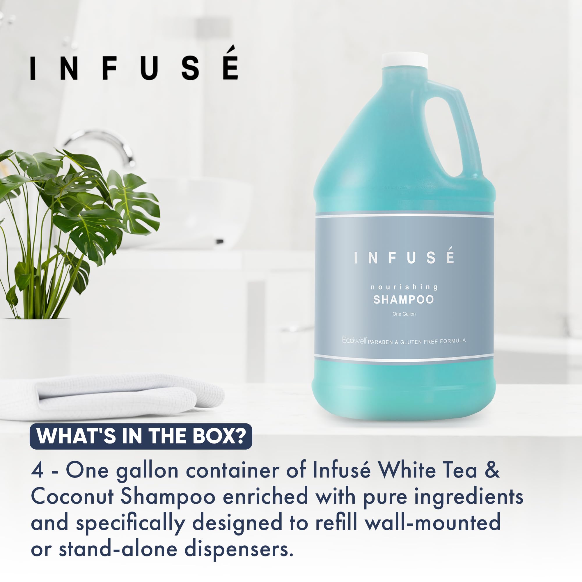 Terra Pure Infuse Hotel Shampoo - 1 Gallon Bulk Refill for Soap Dispensers (Set of 4) | Professional Salon & Hospitality Grade Shampoo | Perfect for Hotels, Spas, Salons & Home Use