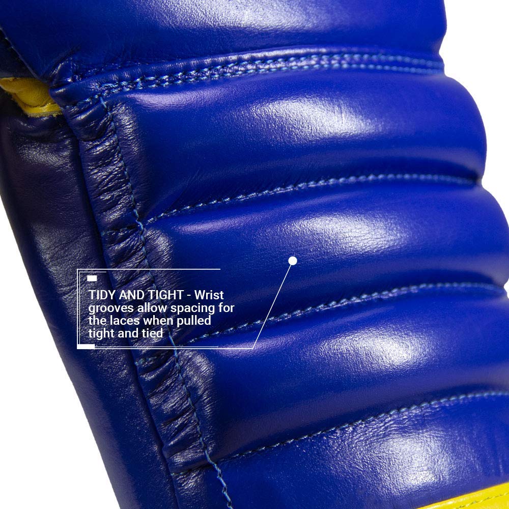 Revgear S4 Sentinel Pro Leather Boxing Gloves with Gel Padding - Premium Lace-Up MMA/Boxing Training Gloves for Men & Women - Ideal for Sparring, Heavy Bag Workouts & Competition Training