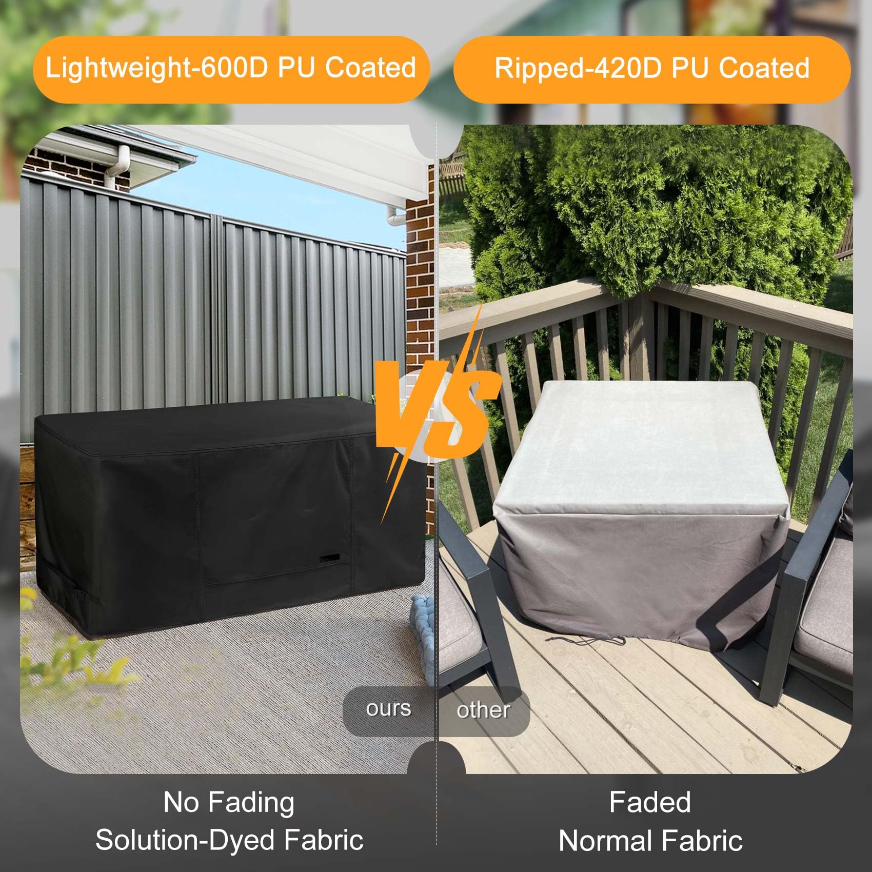 NettyPro Waterproof Deck Box Cover - Fade Resistant Outdoor Storage Bench Cover for 71-100 Gallon Resin Deck Box (46