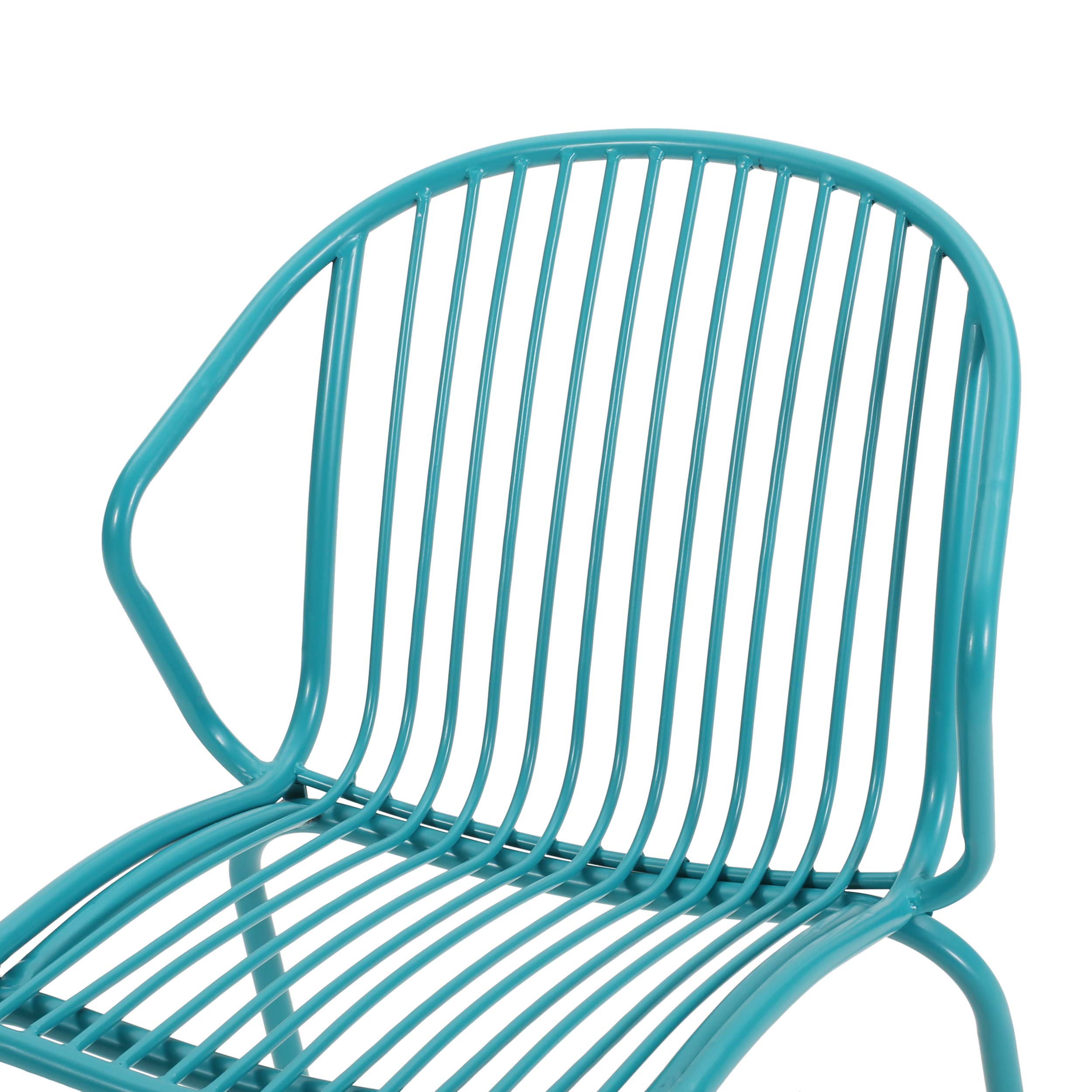 Premium Outdoor Modern Iron Club Chair Set of 2 - Matte Teal Patio Furniture for Garden, Poolside & Backyard Relaxation - Durable Weather-Resistant Design by GDFStudio