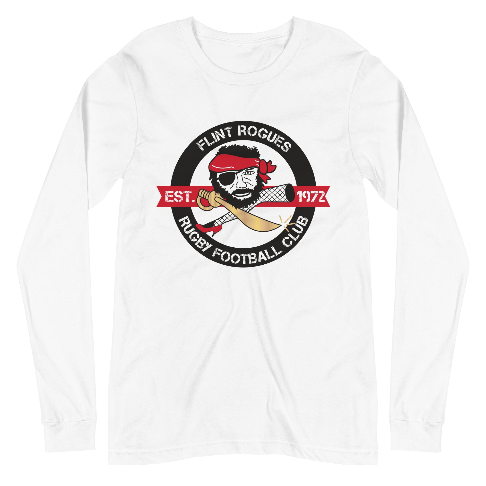 Flint Rogues RFC Long Sleeve Social T-Shirt for Men - Comfortable Cotton Crewneck Tee for Casual Wear, Sports & Outdoor Activities