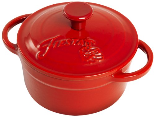 Fiesta 0.35 Quart Cast Iron Mini Casserole Dish - Scarlet Red - Perfect for Individual Desserts, Dips, or Side Dishes - Oven & Stovetop Safe