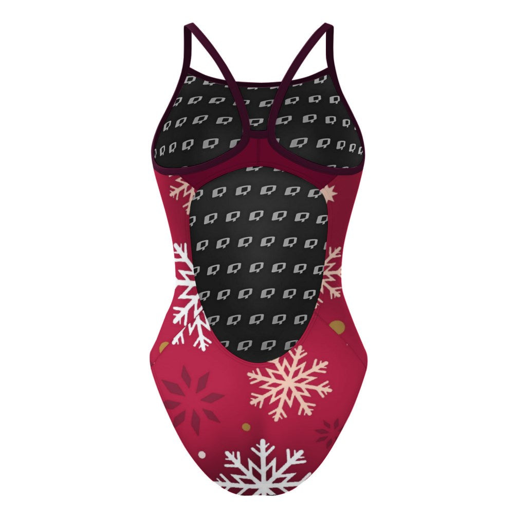 Red Snowflake Bliss Swimsuit - Women's One Piece Bathing Suit for Beach & Pool - Perfect for Summer Vacations, Tropical Getaways and Swim Parties