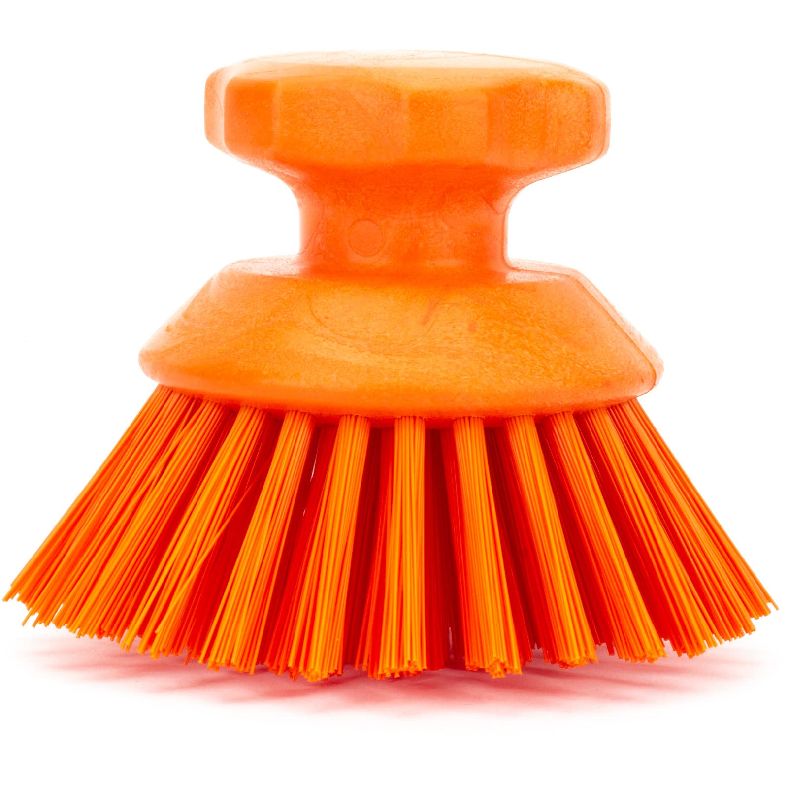 SPARTA 42395EC24 Plastic Scrubber Brush - 6 Pack Round Dish Scrub Brushes for Kitchen, Bathroom, Bathtub, Sink Cleaning - Color Coded Handles (5x5x4 Inches, Orange) - Perfect for Pots, Pans, Tiles & Tough Stains