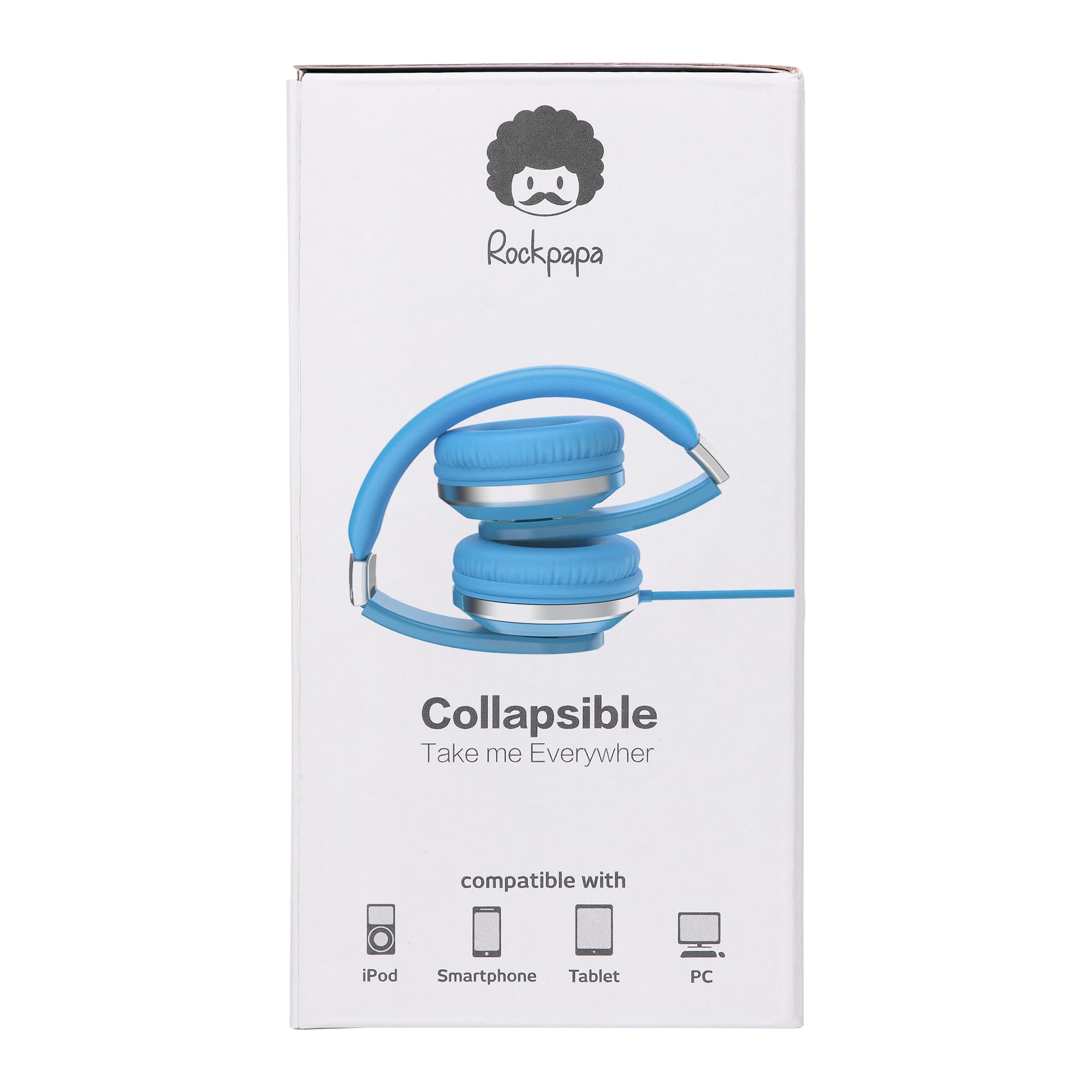 Rockpapa I20 Wired Headphones with Mic - Adjustable Foldable for Kids & Adults - Travel, PC, Phone Use