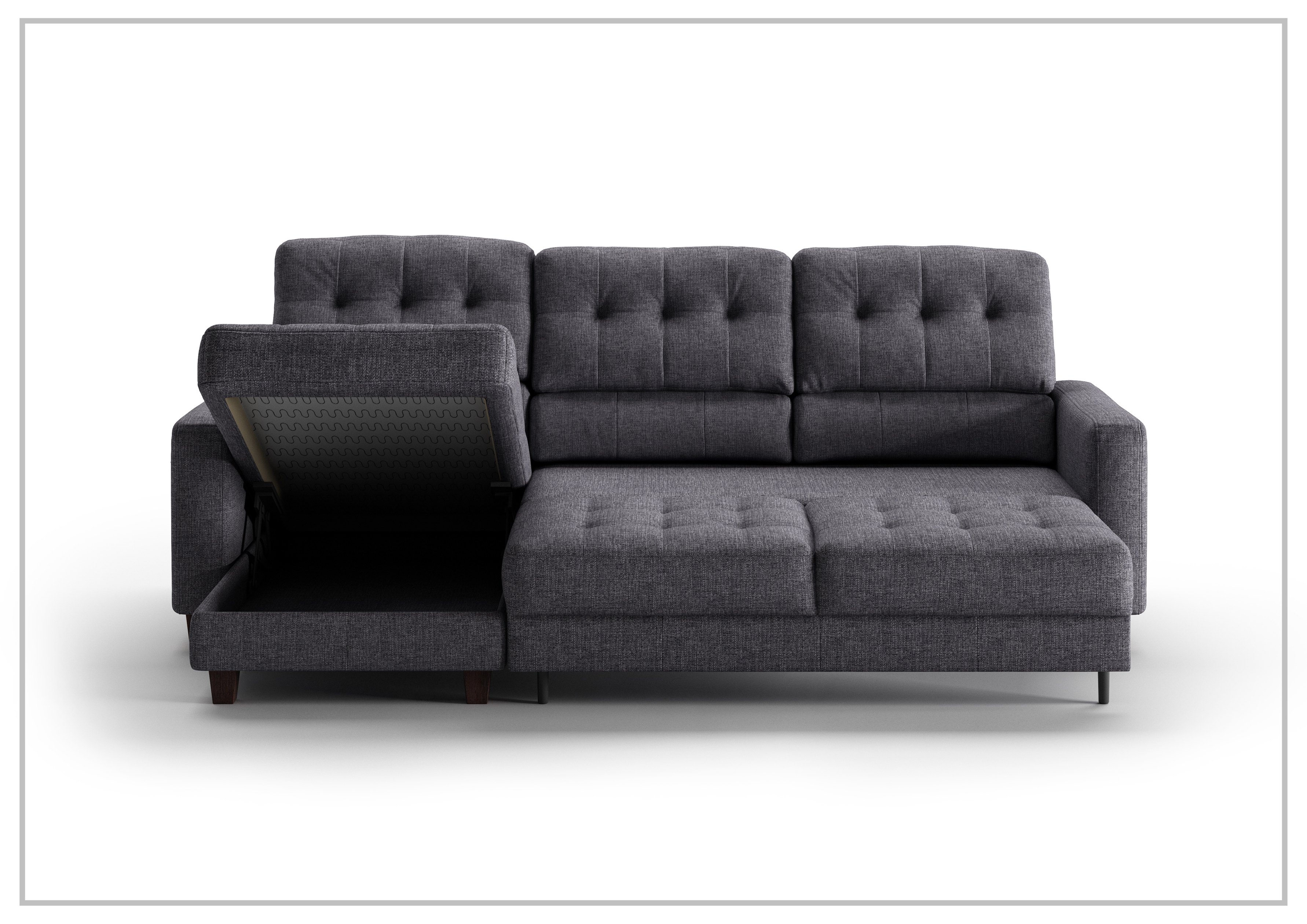 Luonto Noah Fabric 3-Seater Sectional Sofa Sleeper with Reversible Chaise - Modern Convertible Couch for Living Room, Guest Room & Small Spaces