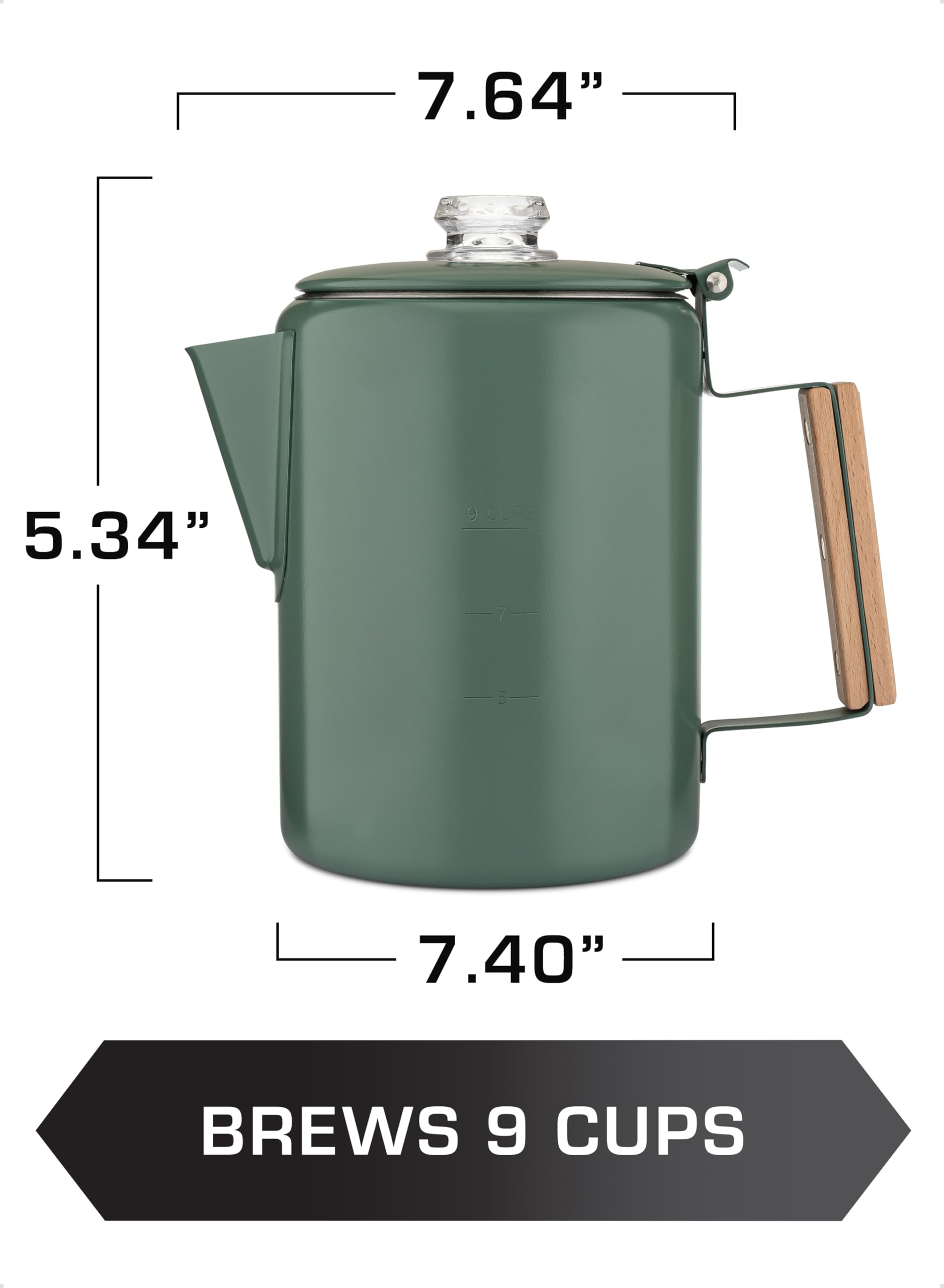 COLETTI Bozeman Camping Coffee Pot - Stainless Steel Percolator for Outdoor Adventures, Camping & Hiking - BPA-Free & Eco-Friendly (Camp Green) | Perfect for Backpacking, RV Trips & Picnics