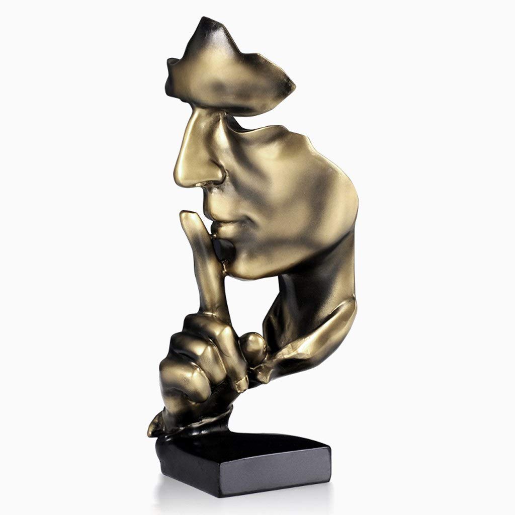 Zhangmeiren Silence is Golden Bronze Figurine - Elegant Office & Bedroom Decor, Home Decoration Craft for Relaxation & Meditation Spaces