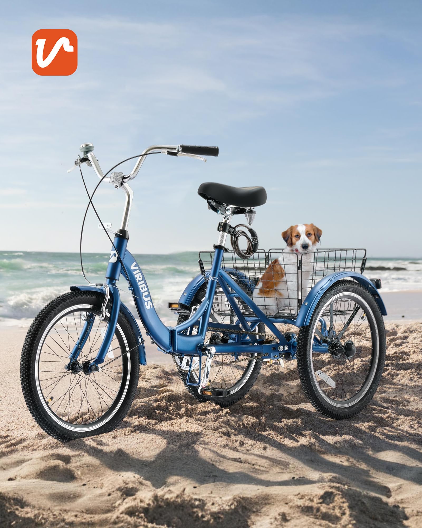 Viribus 20 Inch Folding Adult Tricycle - 1 or 7 Speed 3 Wheel Bike with Lock, Foldable Trike for Men, Women & Seniors (330lb Capacity) - Perfect for Commuting, Shopping & Leisure Rides