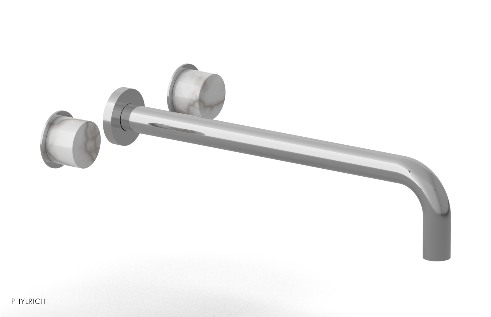 Basic II 14-Inch Wall Mount Tub Faucet Set with White Marble Handles - 230 58 14 - Perfect for Bathroom Renovation and Modern Home Decor