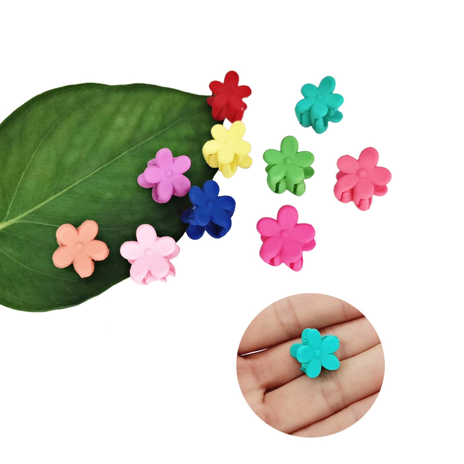 YankMooM 40Pcs Mini Hair Clips Set - Colorful Flower Plastic Hair Claw Clips for Baby, Kids, Girls & Women - Small Bangs Hairpins & Barrettes for School, Party & Daily Styling