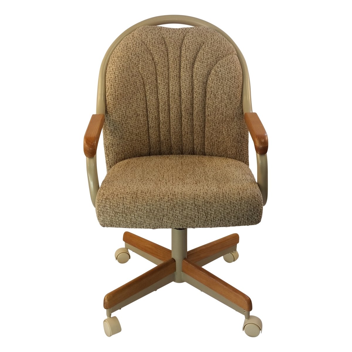 Britney Swivel Tilt Caster Dining Arm Chair - Wheat Tweed Fabric - Adjustable Office & Home Chair - Ergonomic Design for Dining Room, Study, or Conference Room (1 Chair)