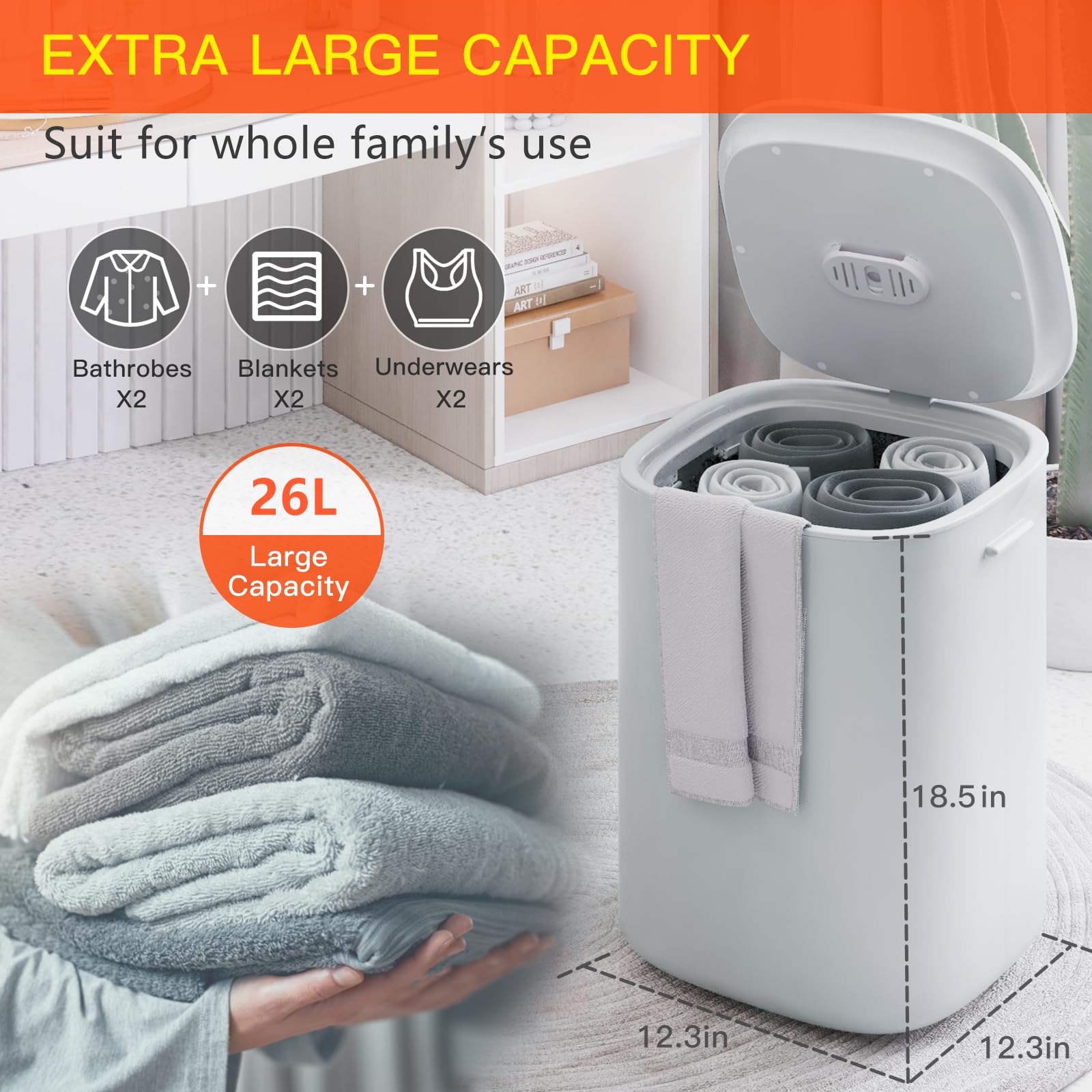 DOACE Upgraded 26L Large Towel Warmer Bucket with Auto Keep Warm - Adjustable Heating Timer (20/40/60 Min) & 24-Hour Delay Function - Perfect for Bathroom Spa, Salon, Baby Care & Christmas Gifts