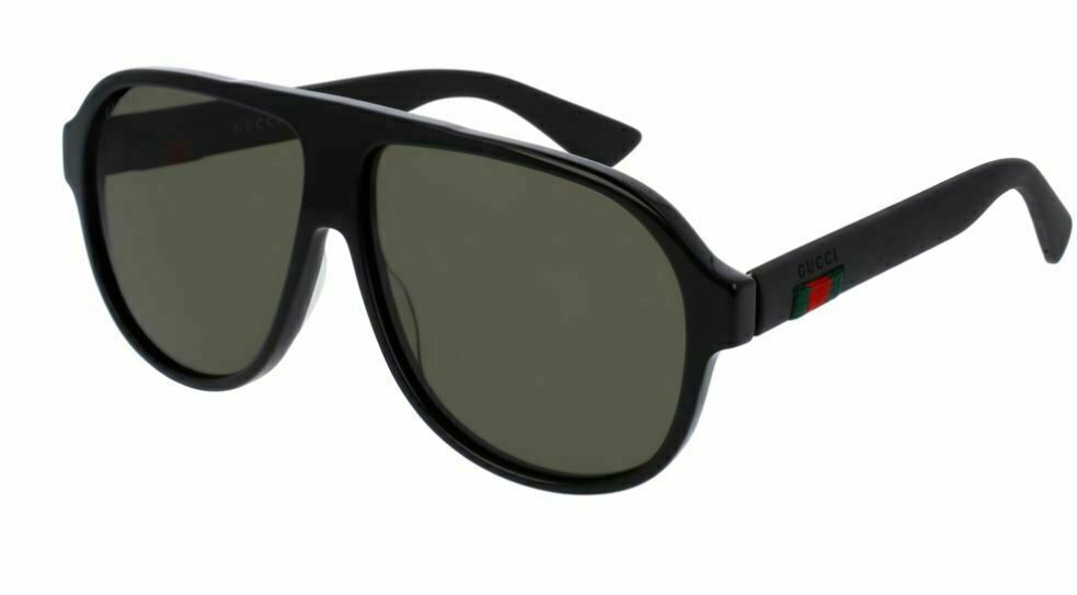 Gucci GG 0009 S 001 Black/Green Men's Sport Sunglasses - UV Protection, Polarized Lenses for Running, Driving & Outdoor Activities