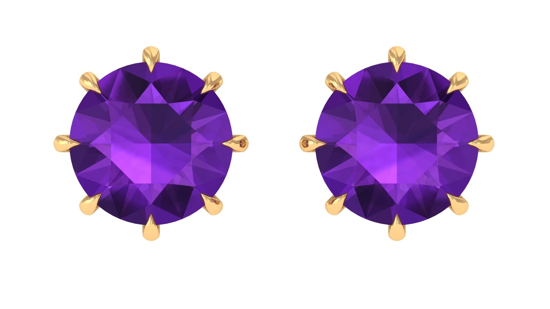 4.5 MM Natural Amethyst Solitaire Stud Earrings for Women - 3/4 CT Genuine Violet Amethyst in 14K Solid Gold - Perfect for Everyday Wear, Gift Giving & Special Occasions