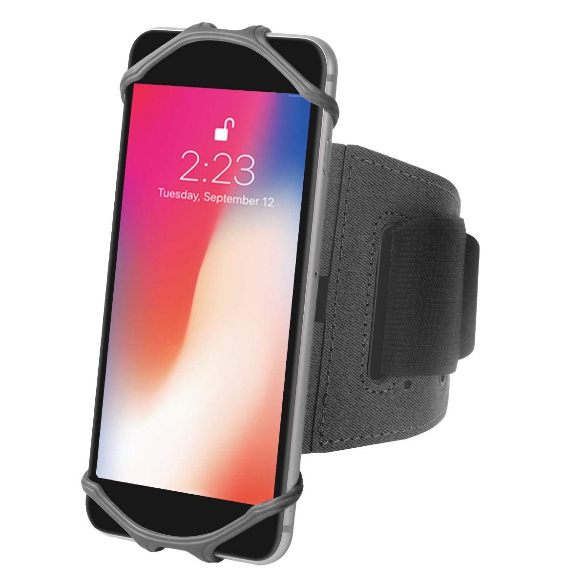 BoxWave ActiveStretch Sport Armband for ASUS ROG Phone 5 Ultimate - Adjustable Workout & Running Arm Holster in Jet Black - Perfect for Gym, Jogging & Outdoor Activities