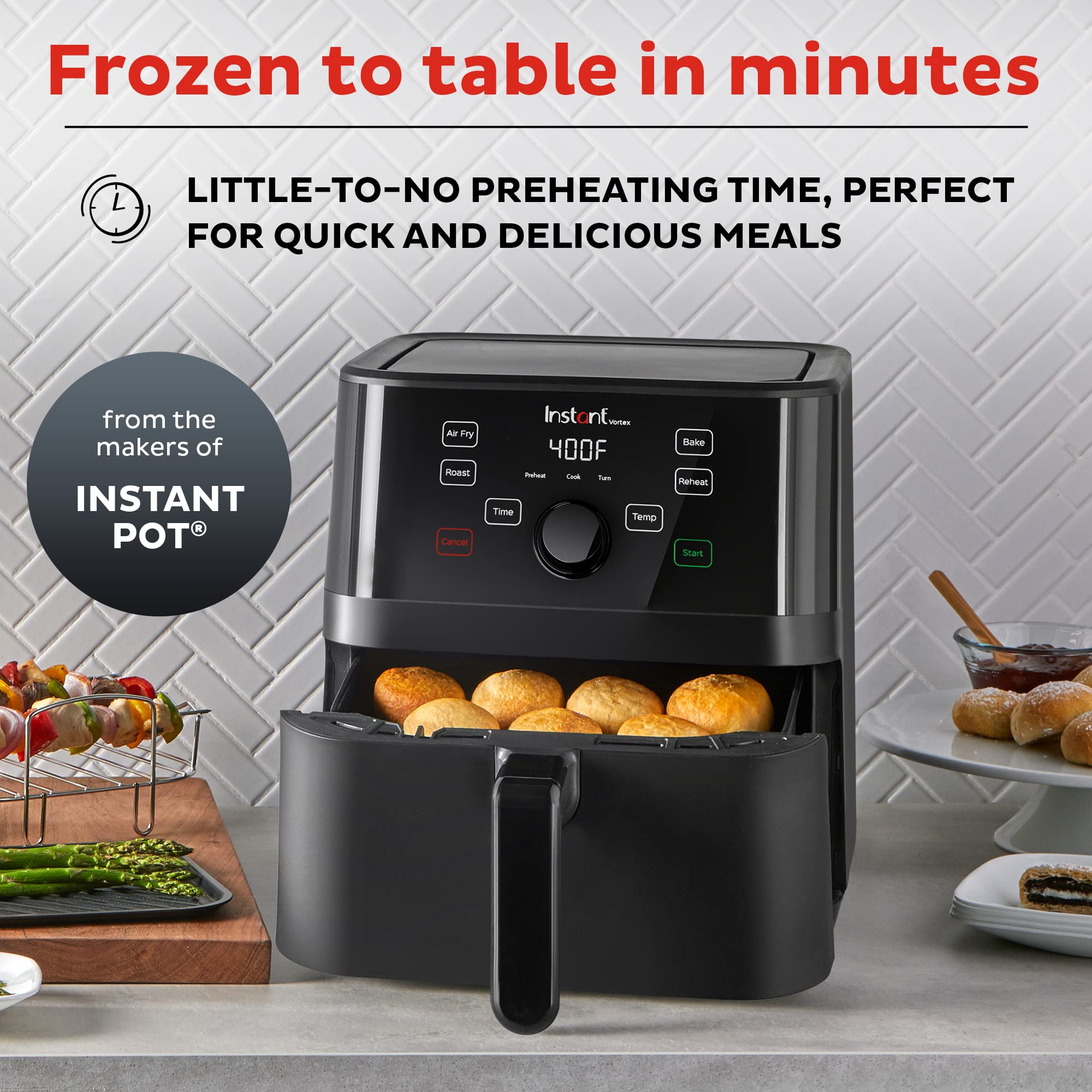 Instant Pot Vortex 6QT Air Fryer Oven - 4-in-1 Functions (Bake/Roast/Reheat/Dehydrate) | Certified Renewed | Perfect for Healthy Cooking, Quick Meals & Family Dinners
