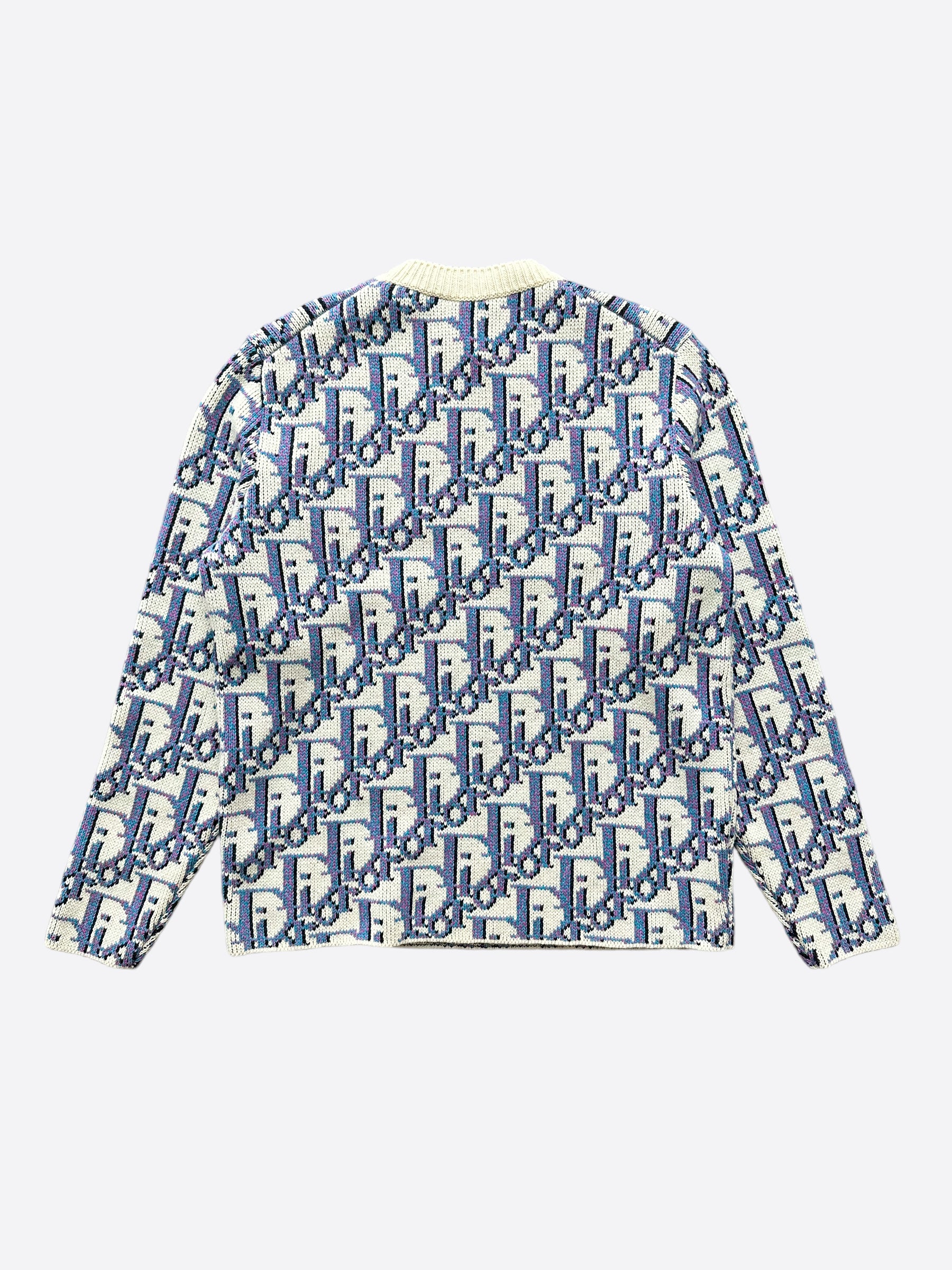 Dior Blue & Purple Oblique Knit Sweater for Women | Luxury Cashmere Pullover | Winter Fashion & Casual Outfit