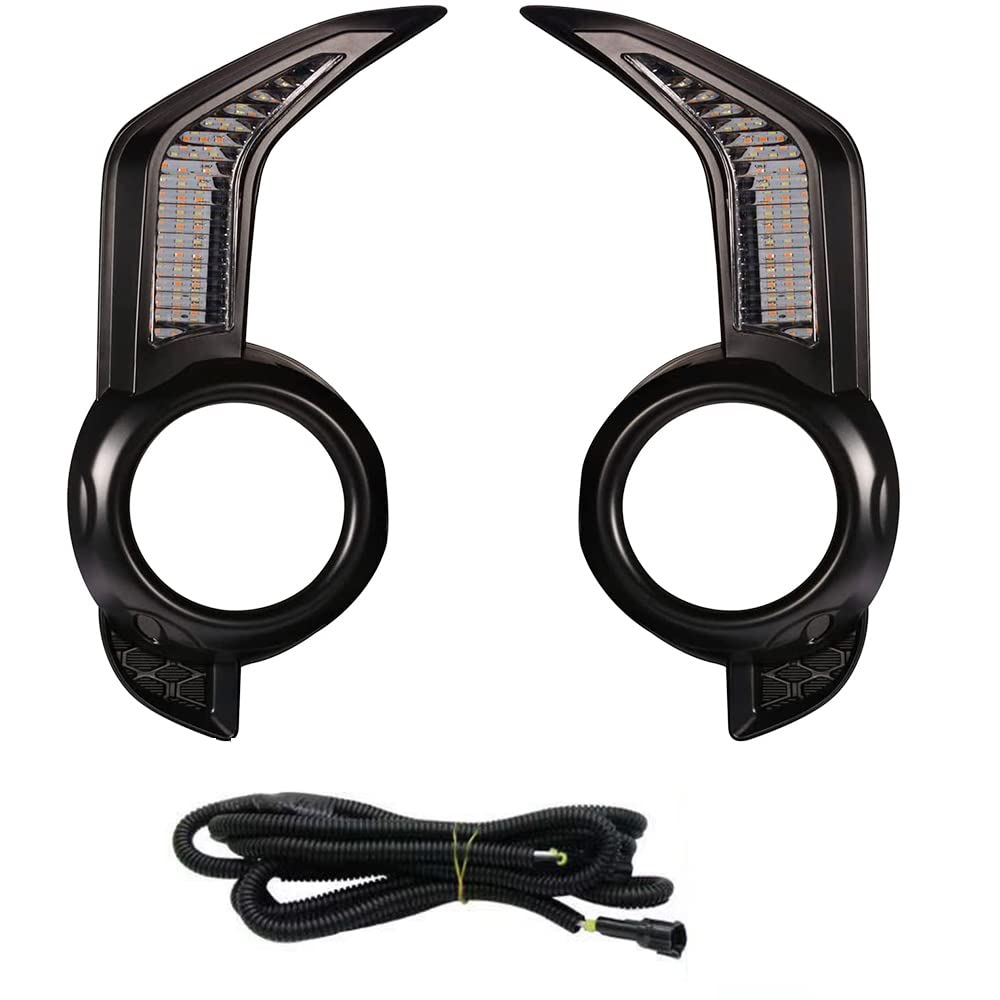 2PCS LED DRL Daytime Running Lights with Dynamic Turn Signal - Compatible with Toyota 4Runner 2013-2021 - White & Yellow Fog Lamps for Enhanced Visibility & Safety (Perfect for Night Driving & Bad Weather Conditions)