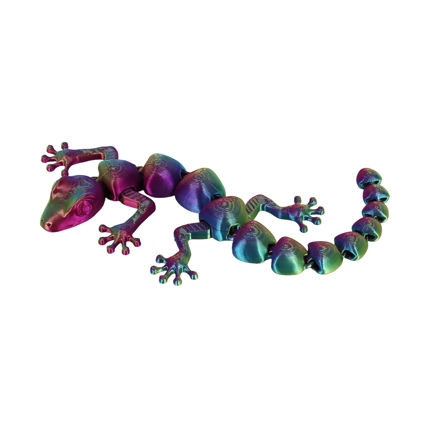 3D Printed Mini Gecko Figurine - Purple, Blue & Green Colors - Cute Desktop Decor, Gift for Reptile Lovers & Office Desk Accessories