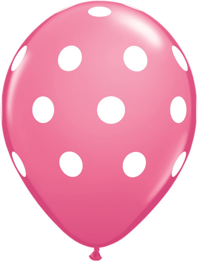 Pioneer Balloon Company 37222 Big Polka Dot Rose Balloons - 11 Inch Latex Party Balloons for Birthday, Wedding & Baby Shower Decorations