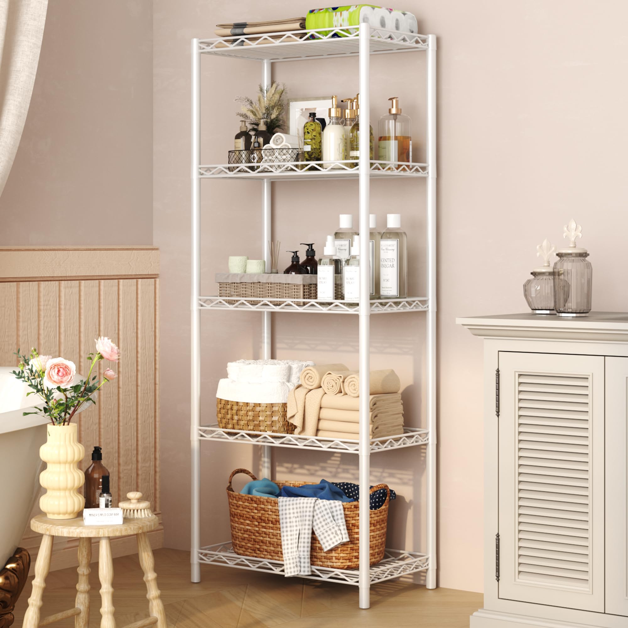 HOMEFORT 5-Tier Heavy Duty Metal Wire Shelving Unit - 21