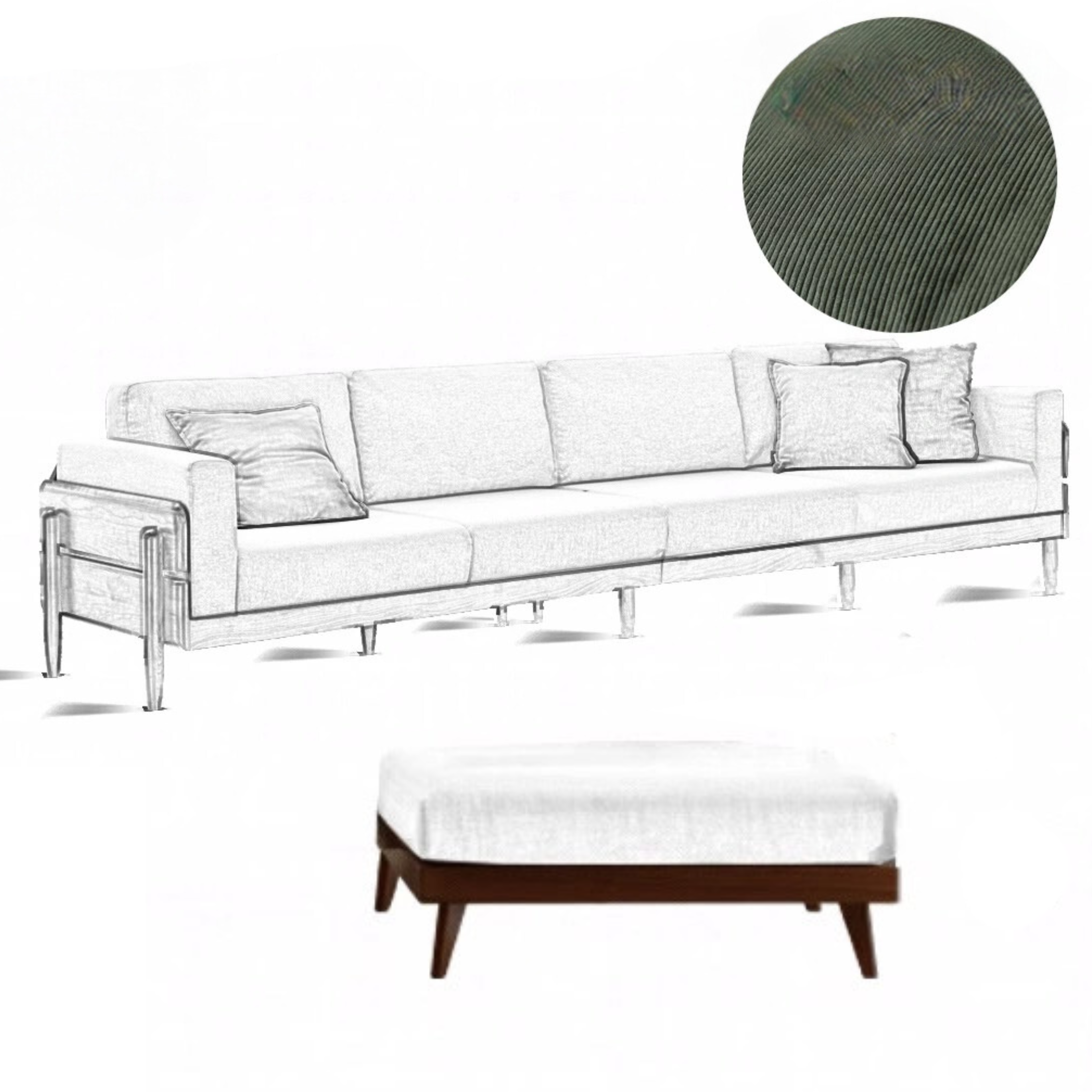 Premium Black Walnut Solid Wood Upholstered Fabric Sofa - Modern Living Room Furniture for Home, Office & Lounge Comfort
