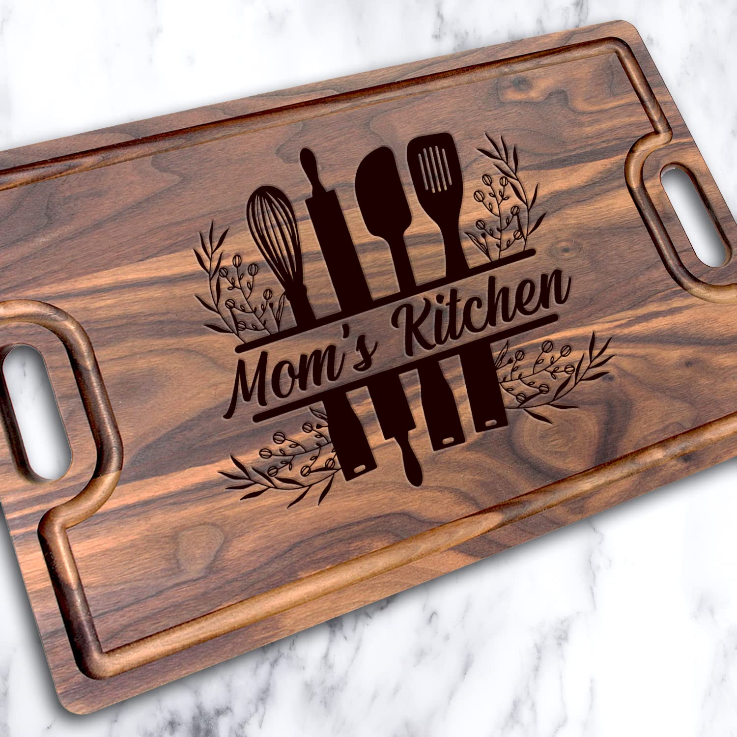 Personalized Cutting Board for Mom, Wife - Custom Laser Engraved Wooden Chopping Board - Handmade in USA - Perfect Mother's Day Gift & Kitchen Essential for Cooking, Baking, Entertaining