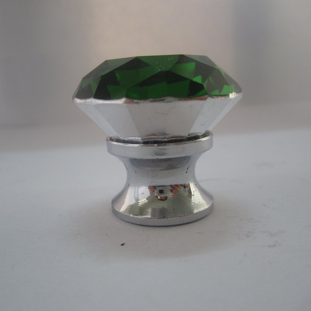 30mm Crystal Glass Cabinet Knobs - Pack of 8, Green Dresser Drawer Pull Handles for Wardrobe, Closet & Furniture - Elegant Home Decor Upgrade