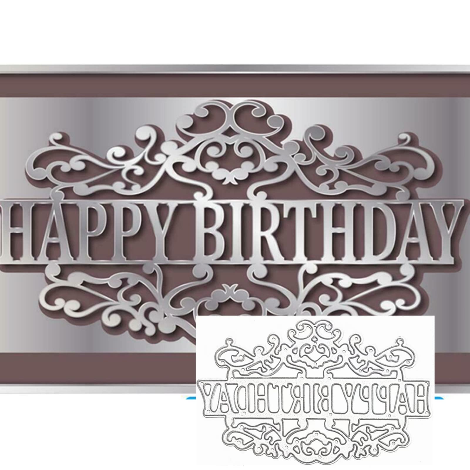 Happy Birthday Metal Die Cuts - Lace Frame & Letter Stencils for DIY Scrapbooking, Card Making, Photo Albums & Paper Crafts | Perfect for Birthday Cards, Home Decor & Party Invitations
