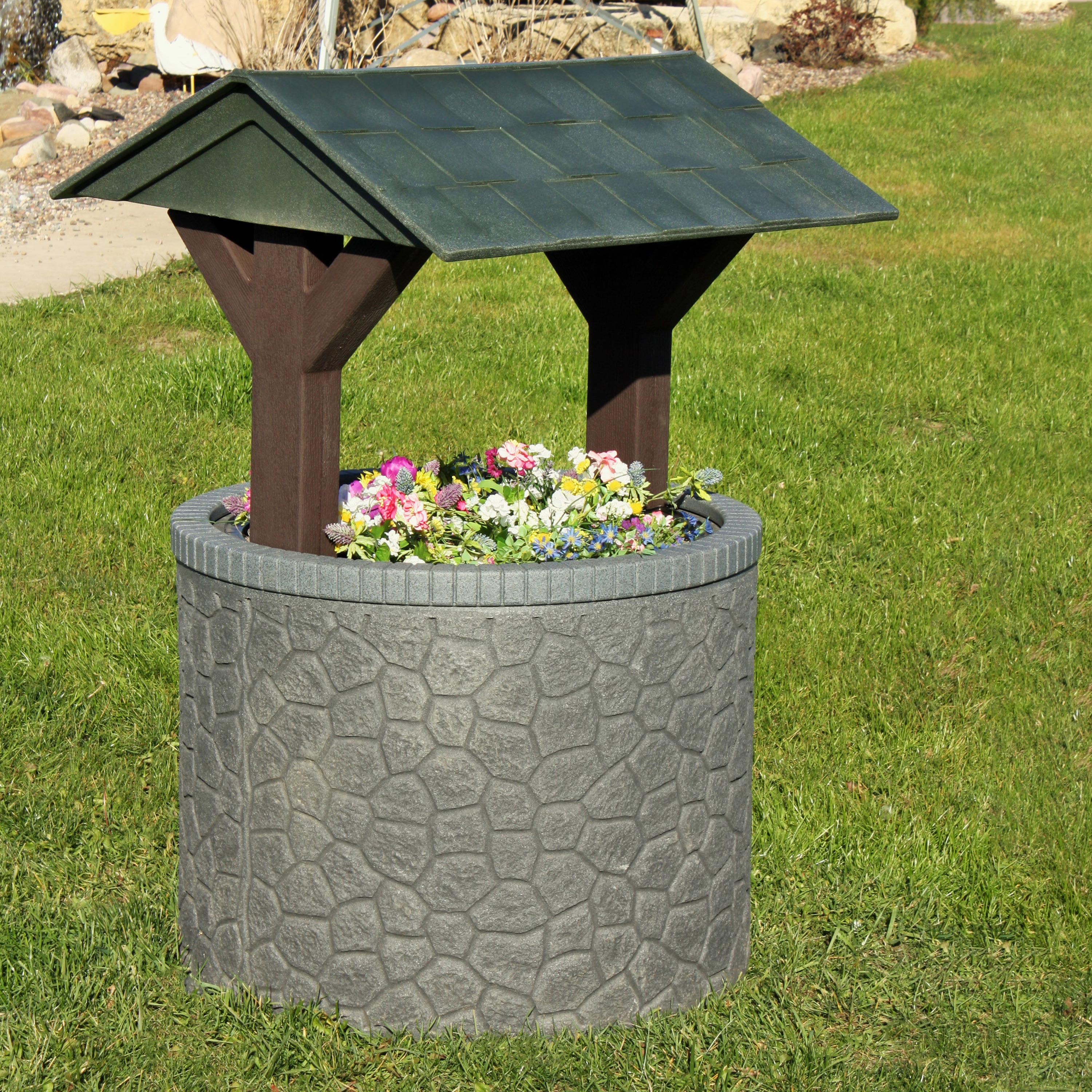 Durable Wishing Well Planter Cover with Base and Roof - Decorative Garden Tank Top for Septic System - Perfect for Outdoor Landscaping, Yard Decor, and Garden Accents
