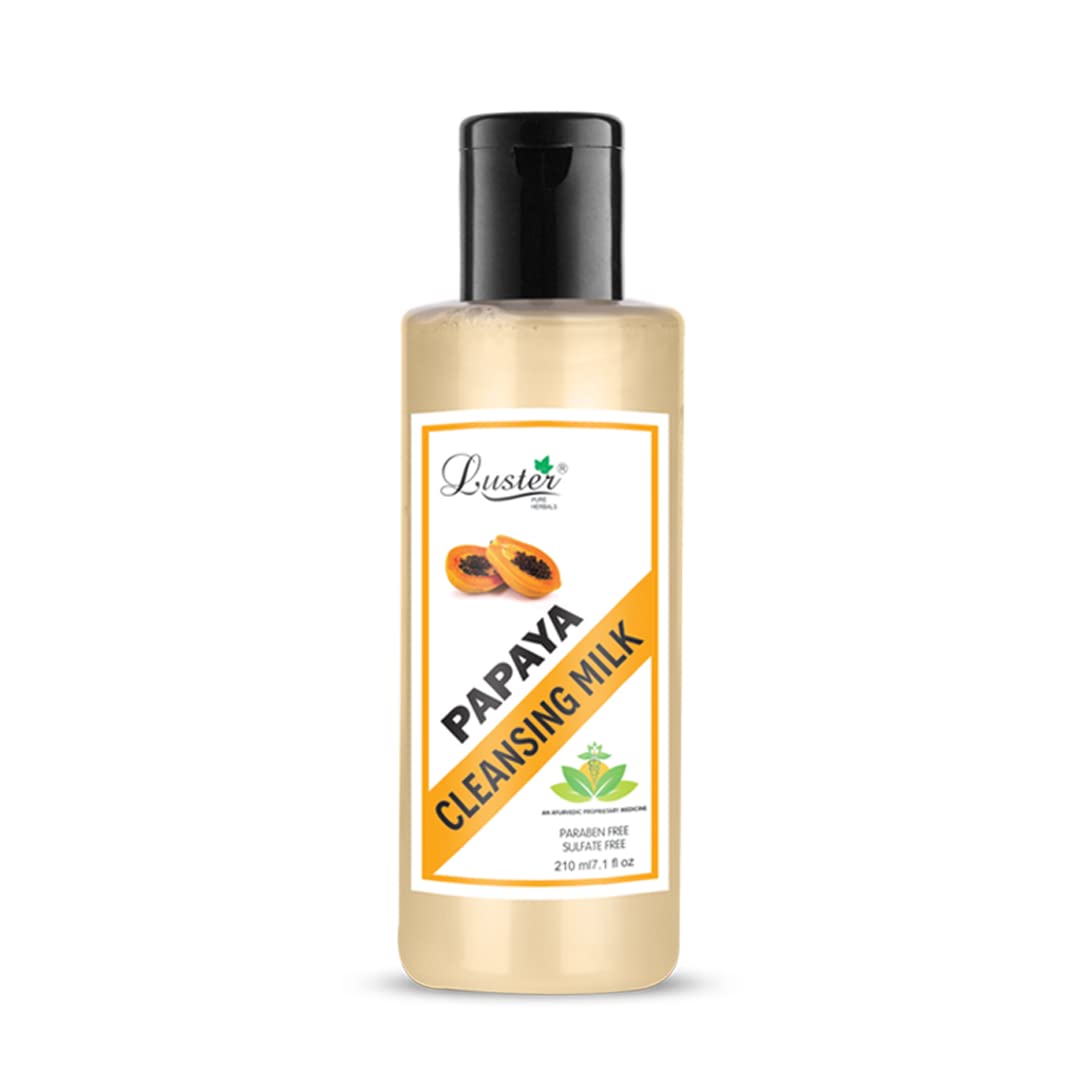 Luster Papaya Ultimate Cleansing Milk - Natural Ingredients for Smooth, Soft & Clean Skin | Gentle Makeup Remover | Paraben & Sulfate Free (210ml) | Perfect for Daily Skincare & Makeup Removal Routine