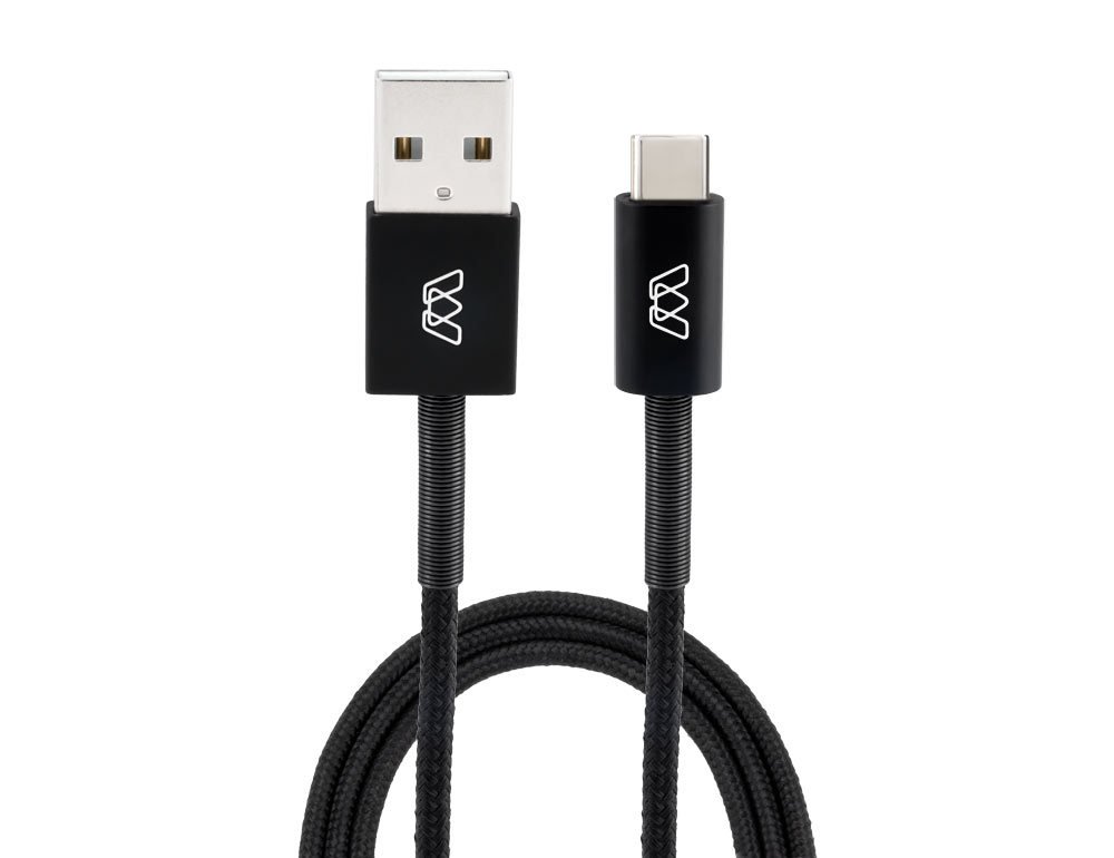 Premium MOS Spring USB-A to USB-C Cable with Aluminum Heads & Cotton Jacket - 1ft Fast Charging Cord for iPhone 15/14/13, Samsung Galaxy, iPad - Durable Spring Relief Design for Home, Office & Travel Use