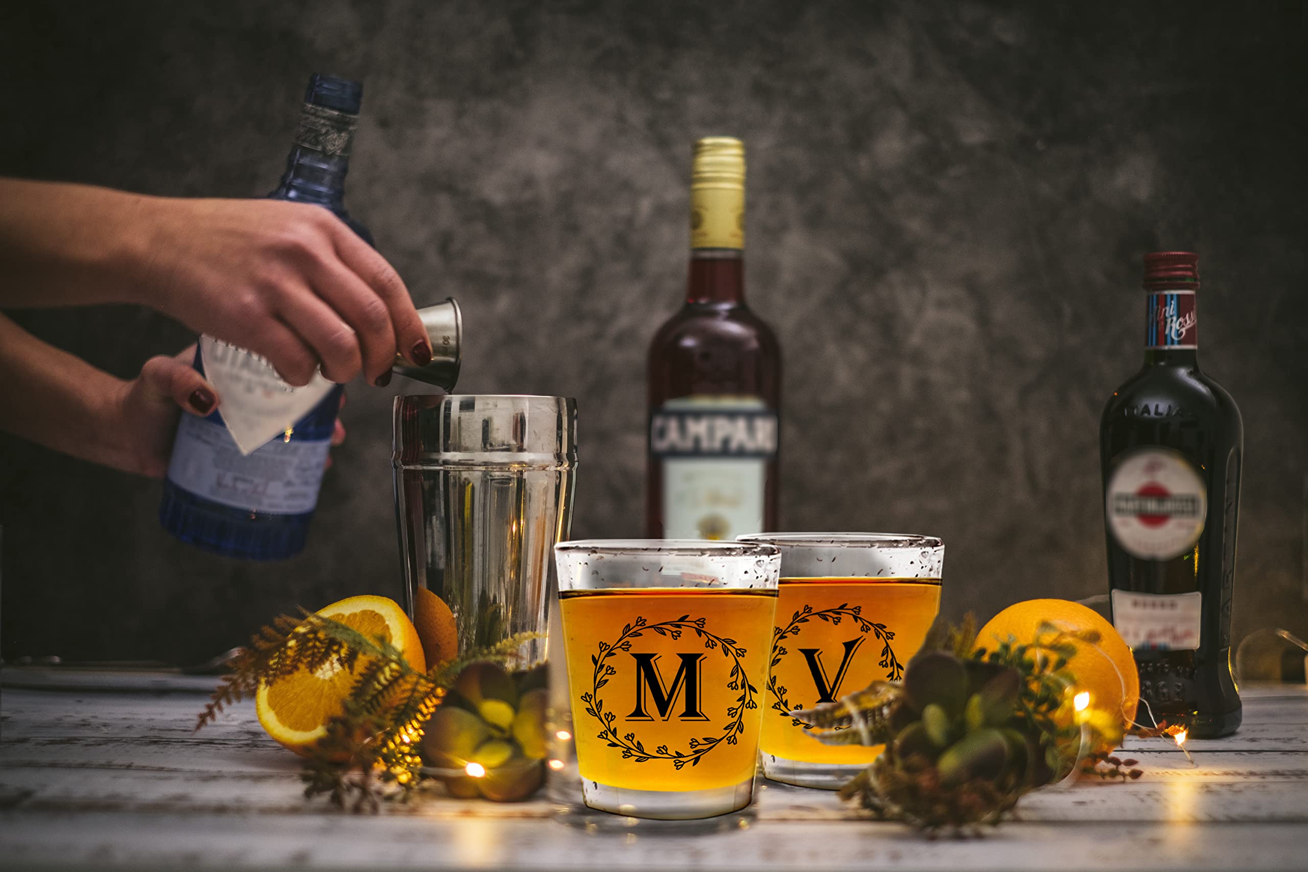 Personalized Monogrammed Shot Glass Set of 6 - 2oz Letter C Custom Engraved Whiskey Glasses - Unique Christmas Gifts for Couples, Wedding Presents & Holiday Party Favors - Perfect for Cocktail Nights, Bachelor Parties & Home Bar Decor