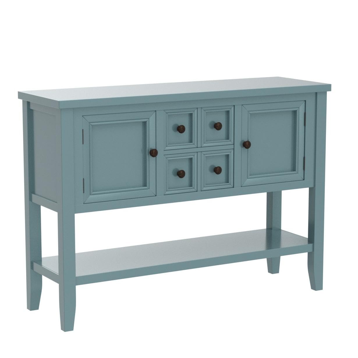 Harper & Bright Designs Buffet Cabinet - Dark Blue Kitchen Storage Sideboard with 4 Drawers, 2 Cabinets & Bottom Shelf | Perfect for Dining Room, Living Room & Entryway Organization