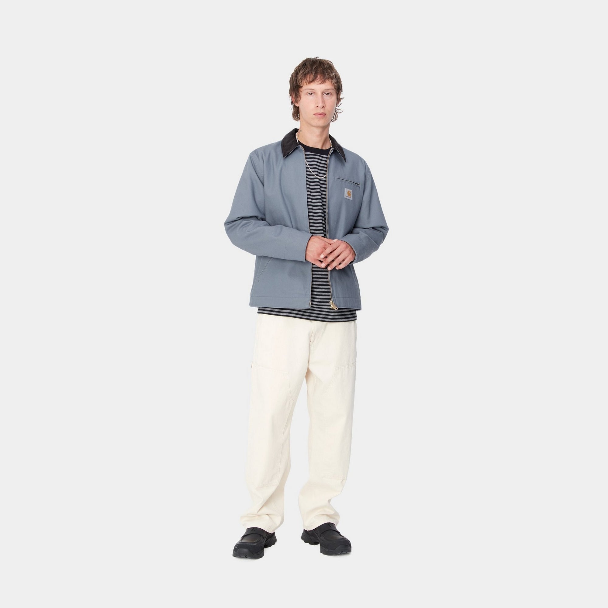 Detroit Winter Jacket for Men & Women | Dove Grey & Black Heavyweight Denim Coat - Warm, Durable, Stylish for Cold Weather & Outdoor Activities